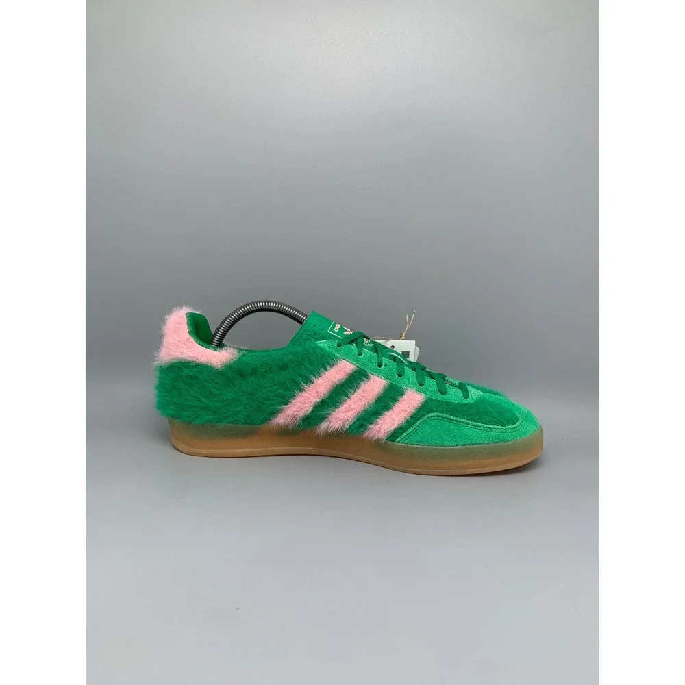 Adidas Gazelle Indoor W Green Pink Faux Fur Shoes JP8342 Women's Sz 10